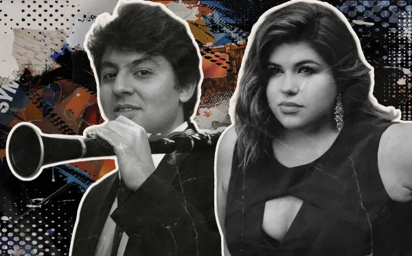 Headshots of guest artists Emil Khudyev and Leah Crocetto 