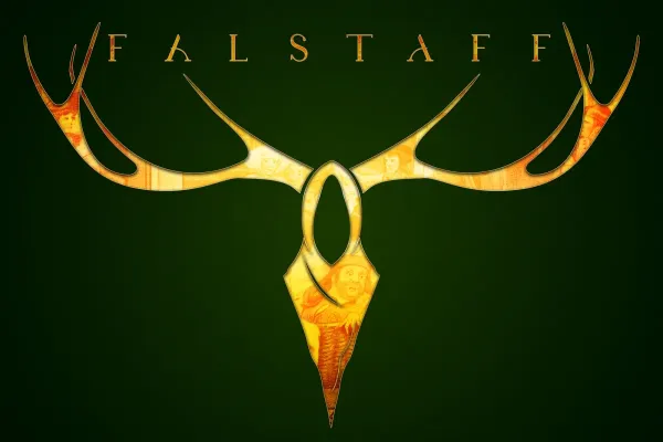 A cutout of a hooded bust with large stag antlers is cut out of a green textured surfact