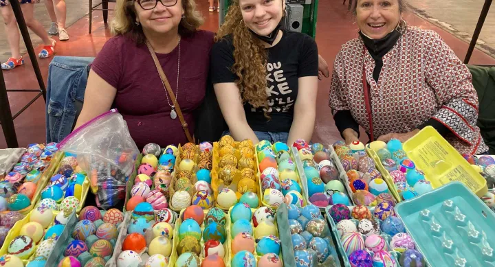 Marta Sanchez celebrates the 30th year of Cascarones Por La Vida, a grassroots organization that has created handprinted confetti filled eggs with the community to assist families affected by HIVAIDS