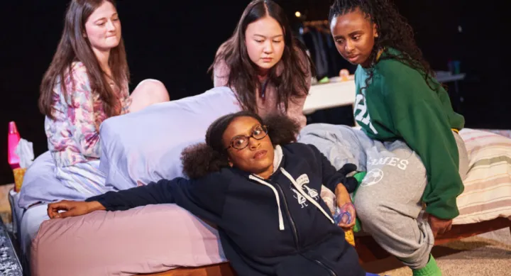 Sophie Rossman, Kayta Thomas, Amalia Yoo, Renée-Nicole Powell in Dad Don't Read This Off-Broadway. (Valerie Terranova)