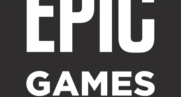 EPIC Games logo written in larger white letters over a black rectangle/triangle shaped text box