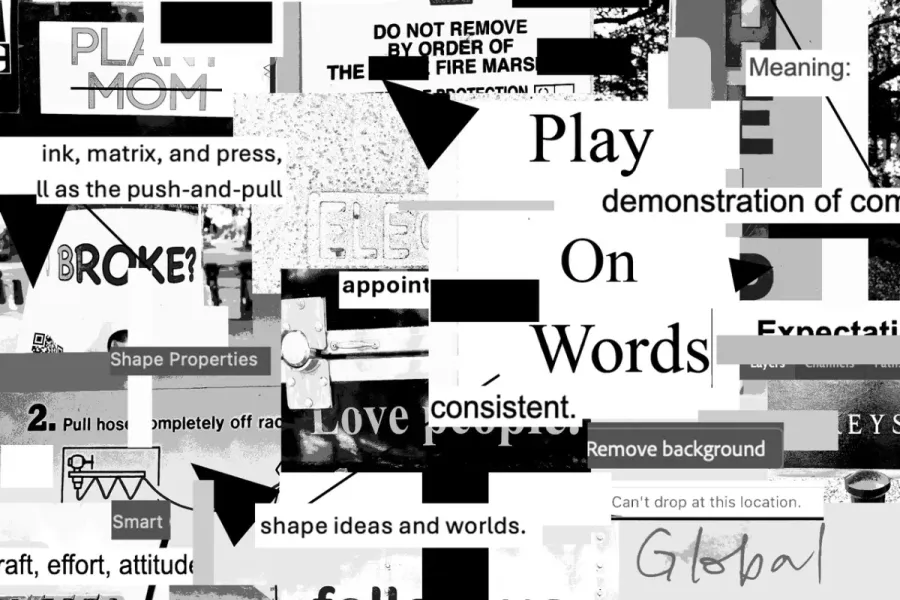 collaged snippets of text